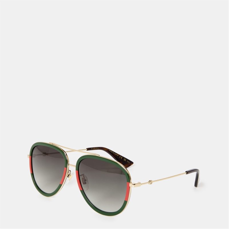 Men's Striped Aviator Metal Sunglasses
