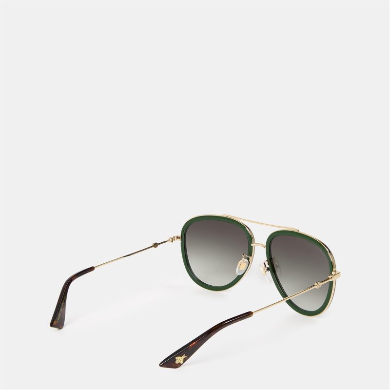 Men's Striped Aviator Metal Sunglasses - Image 2