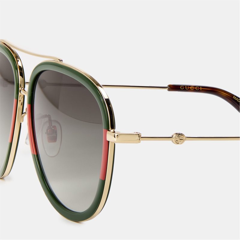 Men's Striped Aviator Metal Sunglasses - Image 5